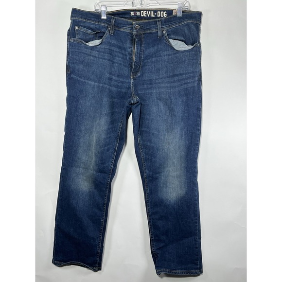 Devil‎ Dog Dungarees Jeans Mens 38x30 Blue Slim Sanforized Shrunk Heavyweight - Picture 1 of 14